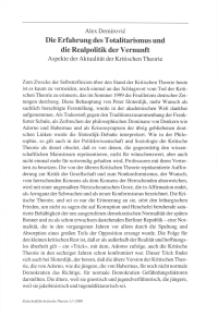 Die Erfahrung des Totalitarismus und die Realpolitik der Vernunft