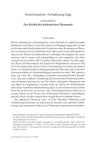 Zur Kritik der ästhetischen Ökonomie