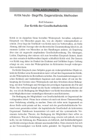 Zur Kritik der Gesellschaftskritik
