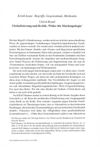 Globalisierung und Kritik: Wider die Marktapologie