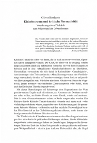 Einheitstraum und kritische Normativität