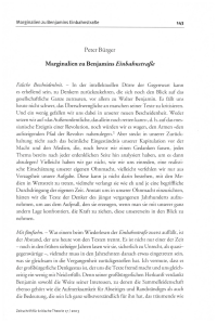 Marginalien zu Benjamins Einbahnstraße