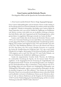 Ernst Cassirer und die Kritische Theorie