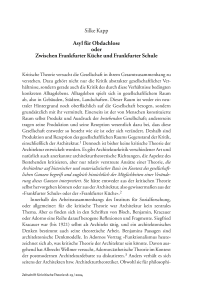 Asyl für Obdachlose oderZwischen Frankfurter Küche und Frankfurter Schule