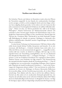 Nachlese zum Adorno-Jahr