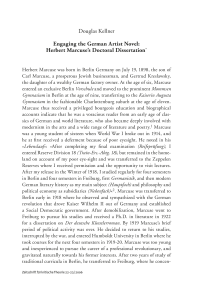Engaging the German Artist Novel: Herbert Marcuse’s Doctoral Dissertation