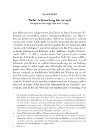 Die letzte Versuchung Nietzsche(s)