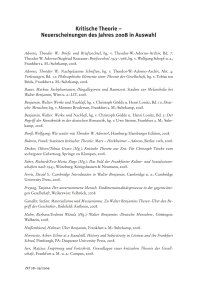 Kritische Theorie – Neuerscheinungen des Jahres 2008 in Auswahl