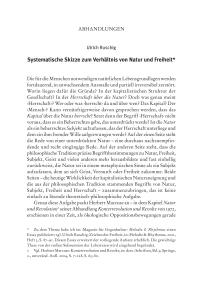 Systematische Skizze zum Verhältnis von Natur und Freiheit