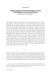 Negative Dialektik, bestimmte Negation und das  Nichtidentische bei Theodor W. Adorno