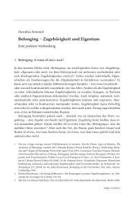 Belonging – Zugehörigkeit und Eigentum