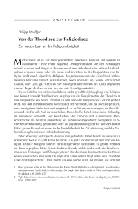 Von der Theodizee zur Religiodizee