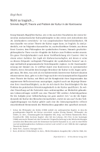 Nicht so tragisch ...: Simmels Begriff, Theorie und Problem der Kultur in der Kontroverse