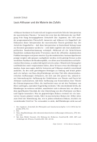 Louis Althusser und die Materie des Zufalls