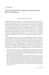 Heinrich Friedrich Diez als Freigeist und materialistischer Denker der Aufklärung