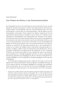 Zum Problem des Wirkens in den Geisteswissenschaften