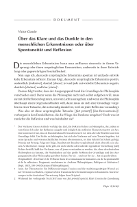 Über das Klare und das Dunkle in den menschlichen Erkenntnissen oder über Spontaneität und Reflexion