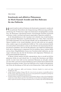 Emotionale und affektive Phänomene im Werk Hannah Arendts und ihre Relevanz für das Politische