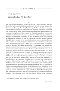 Ludwig August Unzer: Vermächtnisse für Zweifler