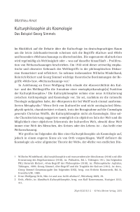 Kulturphilosophie als Kosmologie: Das Beispiel Georg Simmels 
