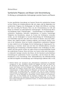 Symbolische Prägnanz und Körper-Leib-Verschränkung Ein Beitrag zur philosophischen Anthropologie zwischen Cassirer und Plessner 