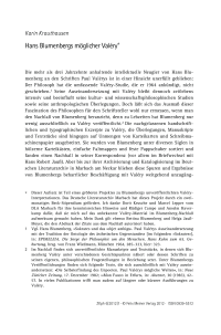 Hans Blumenbergs möglicher Valéry 