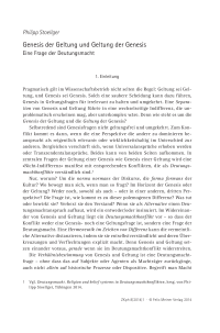 Genesis der Geltung und Geltung der Genesis