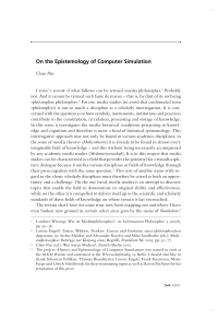 On the Epistemology of Computer Simulation 