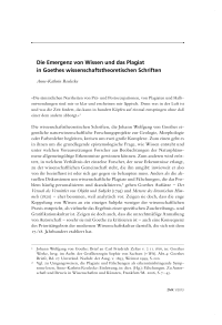 Die Emergenz von Wissen und das Plagiat in Goethes wissenschaftstheoretischen Schriften 