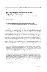 Von einer Soziologie der Mediation zu einer Pragmatik der Attachements