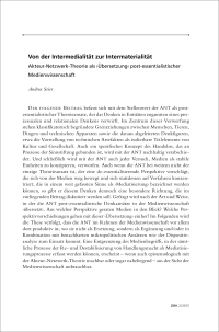 Von der Intermedialität zur Intermaterialität