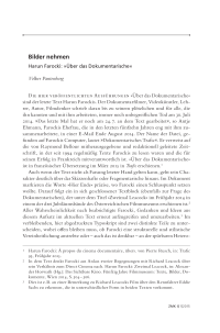 Bilder nehmen. Harun Farocki: »Über das Dokumentarische«