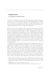 Google Control. Ein Gespräch mit Barbara Cassin 