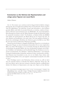 Kommentar zu Der Rahmen der Repräsentation und einige seiner Figurenvon Louis Marin 