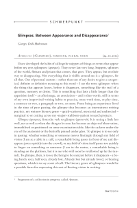 Glimpses. Between Appearance and Disappearance