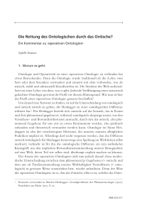 Die Rettung des Ontologischen durch das Ontische?