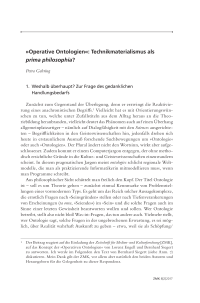 »Operative Ontologien«: Technikmaterialismus als prima philosophia ?