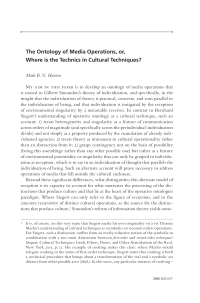 The Ontology of Media Operations, or, Where is the Technics in Cultural Techniques?