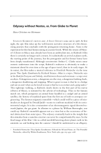 Odyssey without Nostos, or, From Globe to Planet