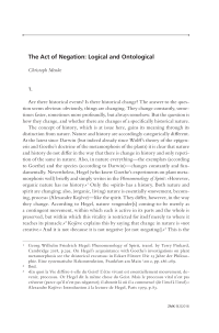 The Act of Negation: Logical and Ontological