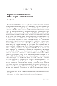 Digitale Geisteswissenschaften: Offene Fragen - schöne Aussichten