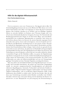Hilfe für die digitale Hilfswissenschaft