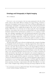 Ontology and Ontography in Digital Imaging