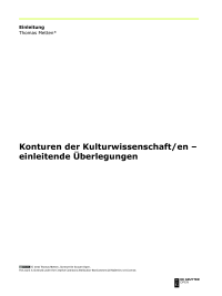 Konturen der Kulturwissenschaft/en –  einleitende Überlegungen