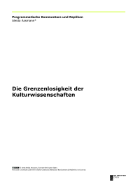 Die Grenzenlosigkeit der Kulturwissenschaften 