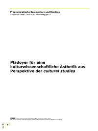 Plädoyer für eine kulturwissenschaftliche Ästhetik aus Perspektive der cultural studies