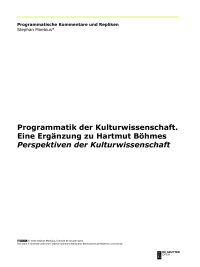Programmatik der Kulturwissenschaft. Eine Ergänzung zu Hartmut Böhmes Perspektiven der Kulturwissenschaft
