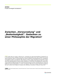 Zwischen „Verwurzelung“ und „Bodenlosigkeit“. Gedanken zu einer Philosophie der Migration