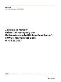 „Bodies in Motion“ Dritte Jahrestagung der Kulturwissenschaftlichen Gesellschaft (KWG), Universität Gent, 6.–18.11.2017