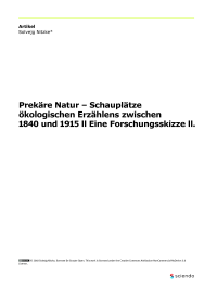 Prekäre Natur – Schauplätze ökologischen Erzählens zwischen 1840 und 1915. Eine Forschungsskizze.